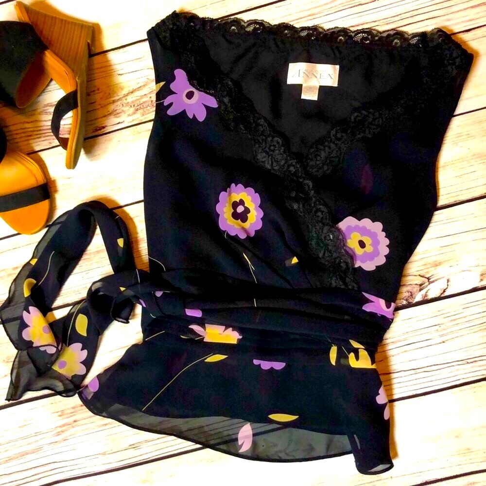 Floral Wrap Top Casual Corner Posey Blouse - Picture 2 of 7